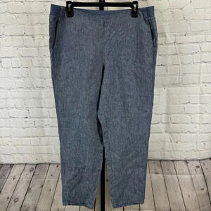 J Jill Love Linen Blue Chambray Linen Pull On Relaxed Pants Size Medium